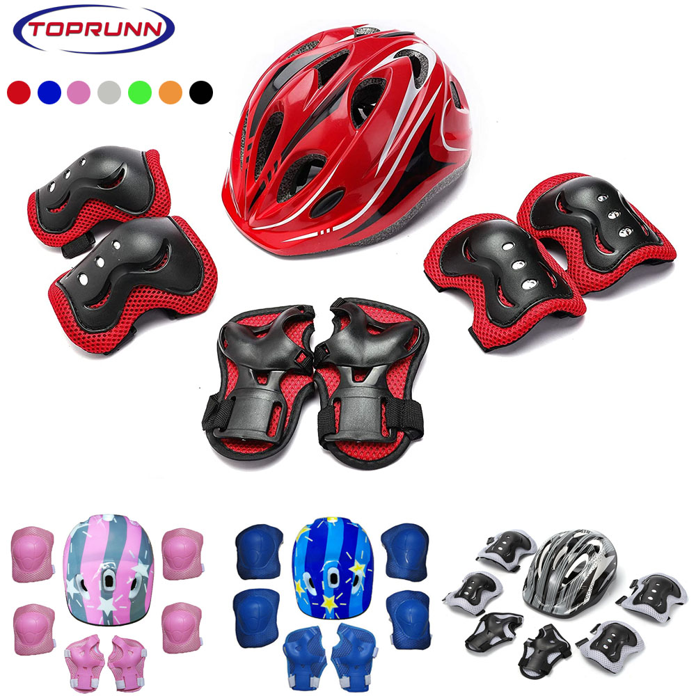 Cycling Protective Gear Kids - Casque de vélo pour enfants, genouillères,