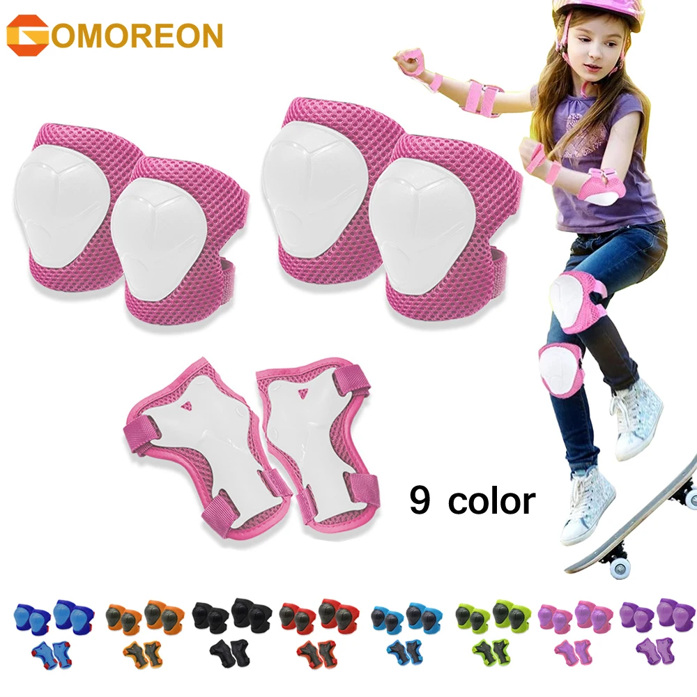 Cycling Protective Gear Kids - GOMOREON-Genouillères et coudières pour enfants, protège-poignets,